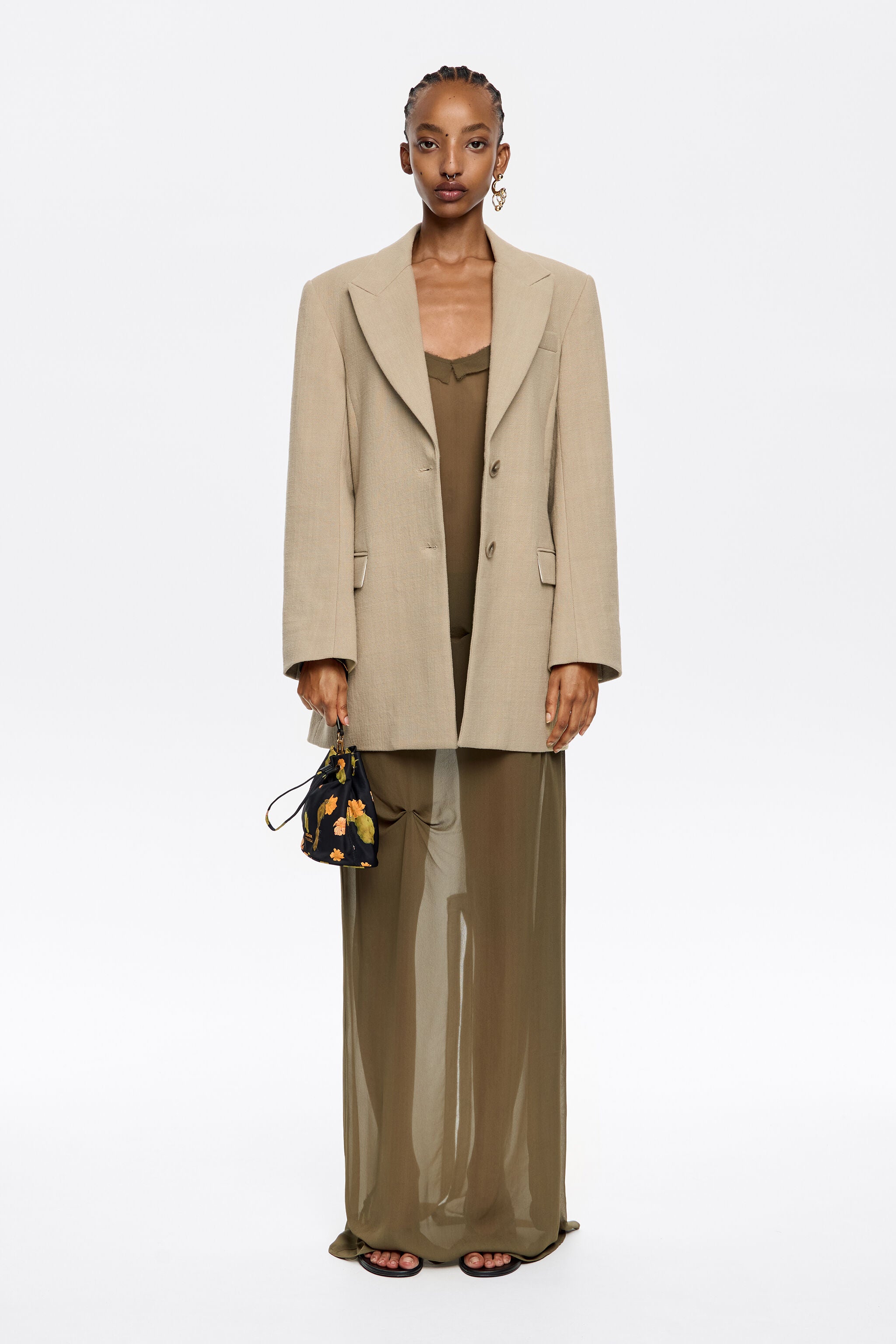 Sand fitted tailored jacket