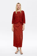 Red Animalspots midi skirt