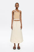 Cream A-line skirt with embroidery