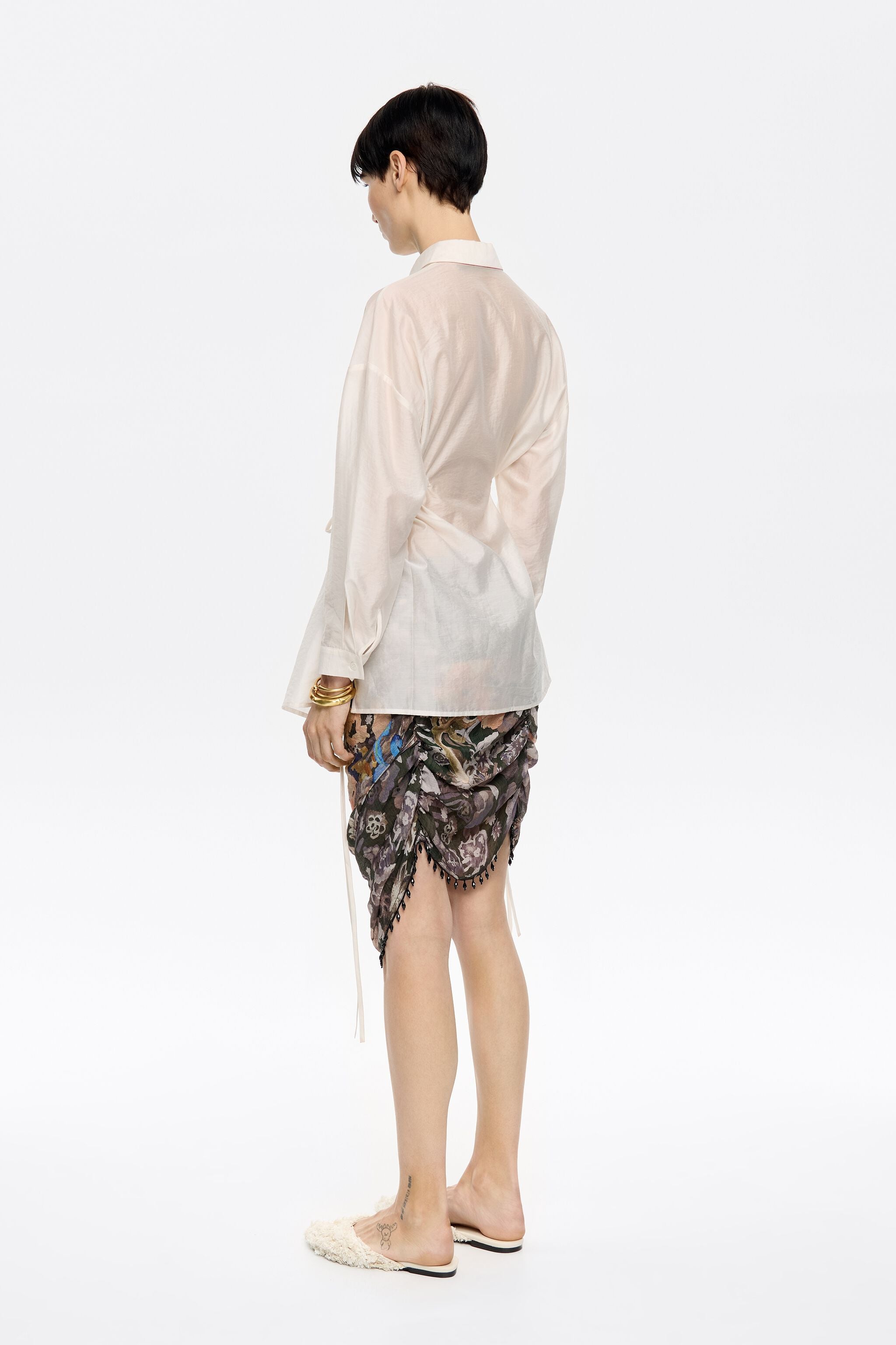 Khaki Gazania adjustable mini skirt