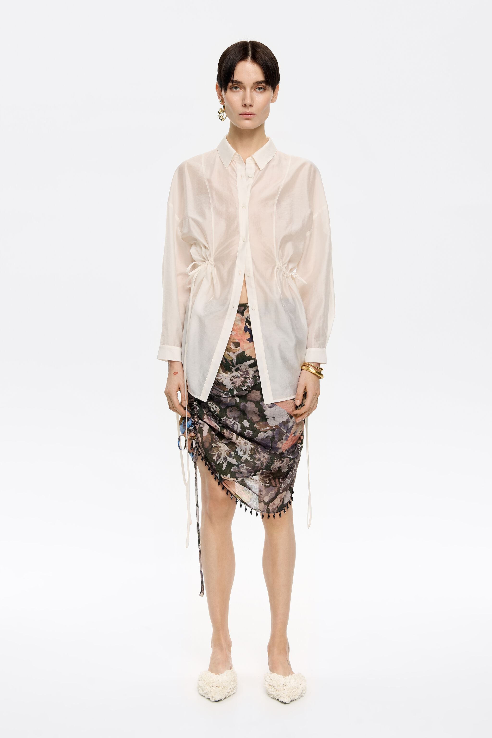 Khaki Gazania adjustable mini skirt
