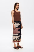 Black Ikat wrap skirt