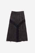 Black lace A-line skirt
