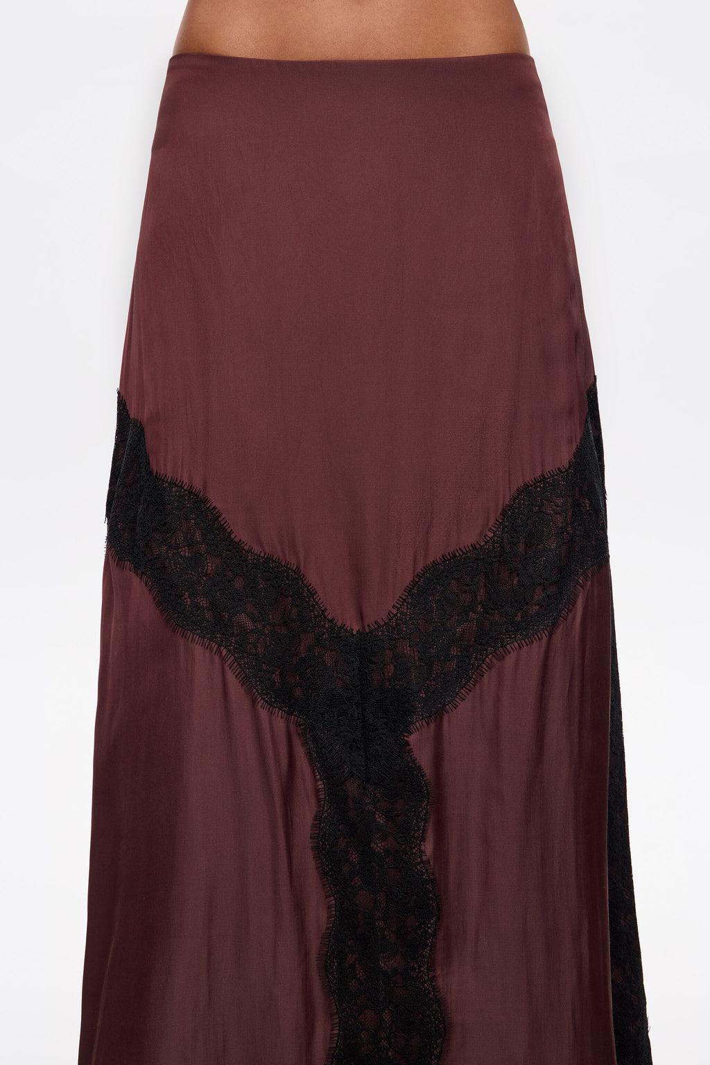 Dark brown A-line lace skirt
