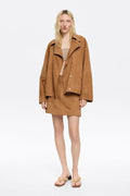 Camel leather miniskirt