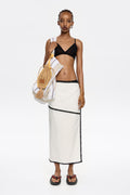 White wrap skirt with raised embroidery