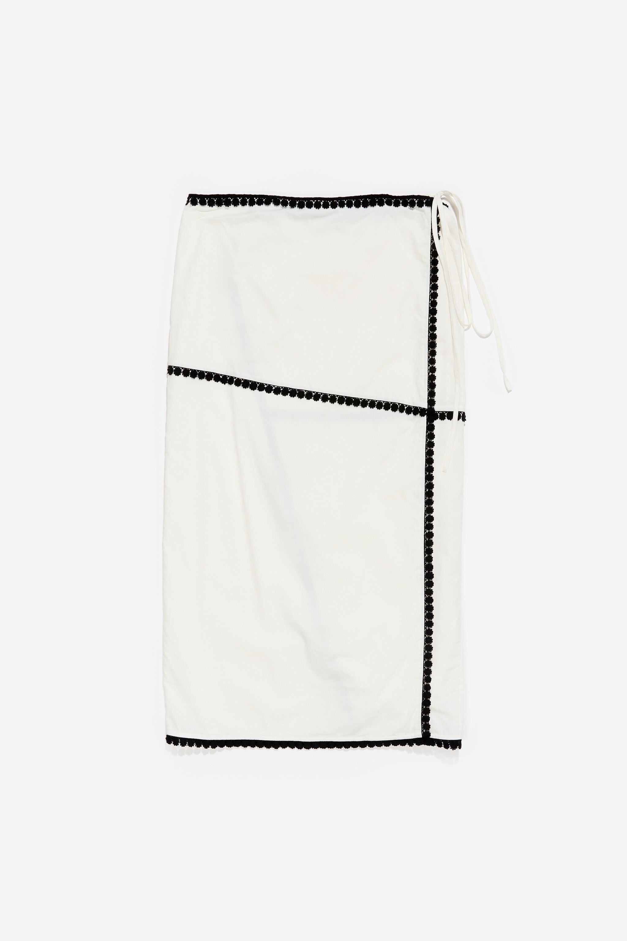 White wrap skirt with raised embroidery