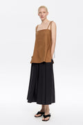 Black A-line midi skirt