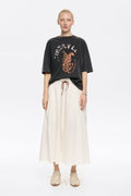 White A-line midi skirt