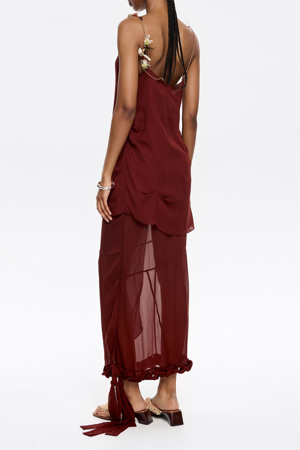 Brown viscose wrap midi skirt