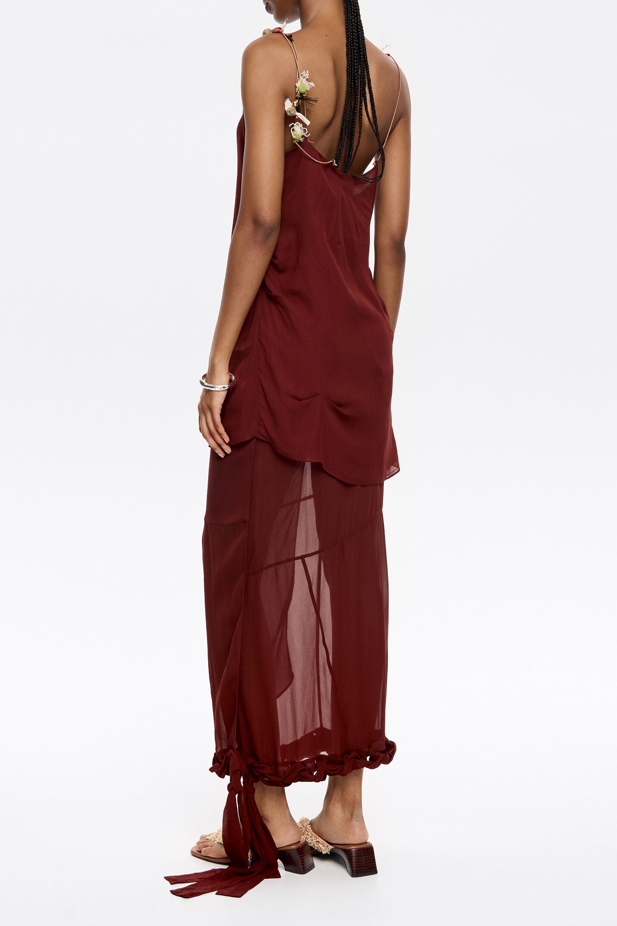Brown viscose wrap midi skirt