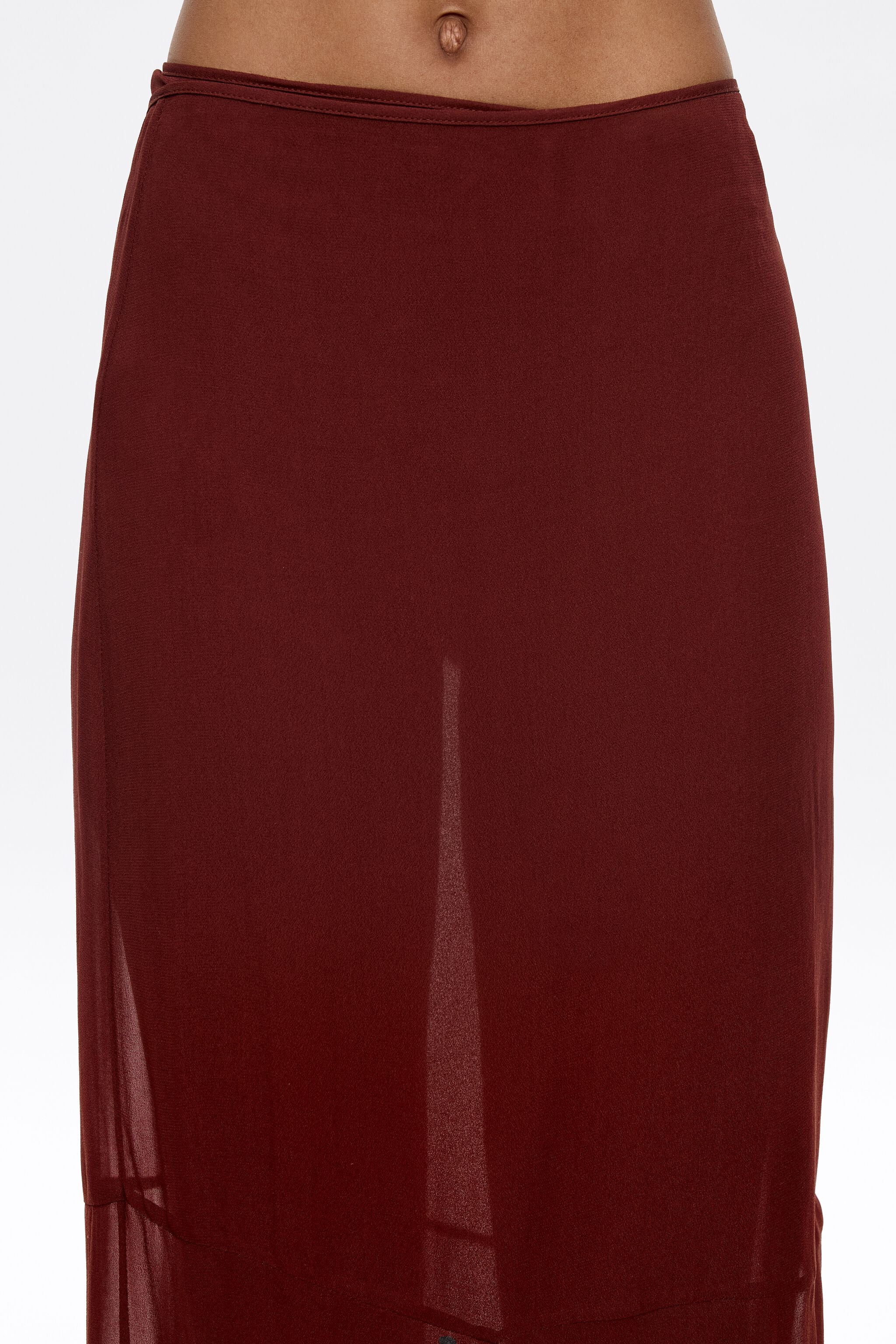 Brown viscose wrap midi skirt
