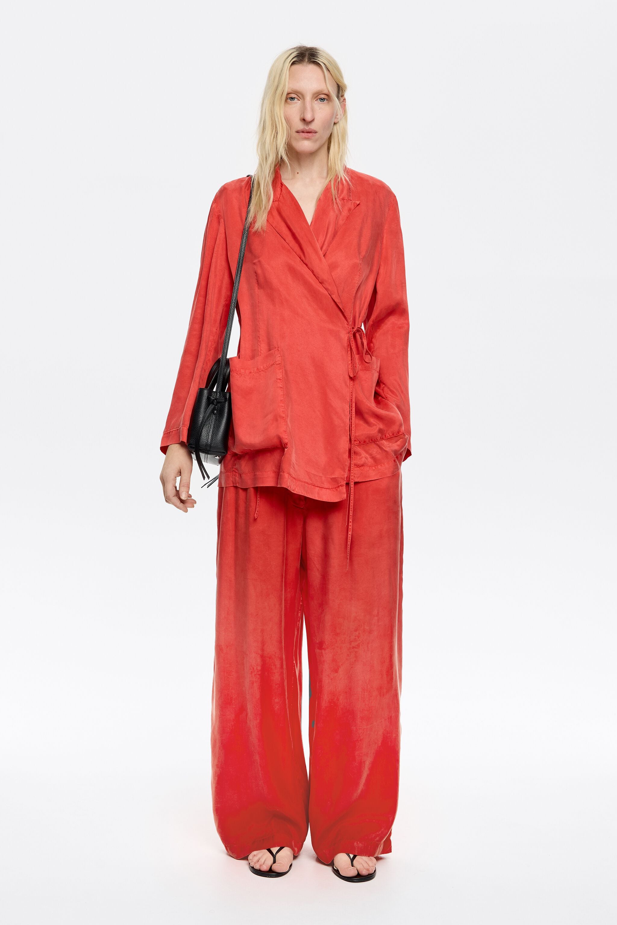 Red fluid jogger trousers