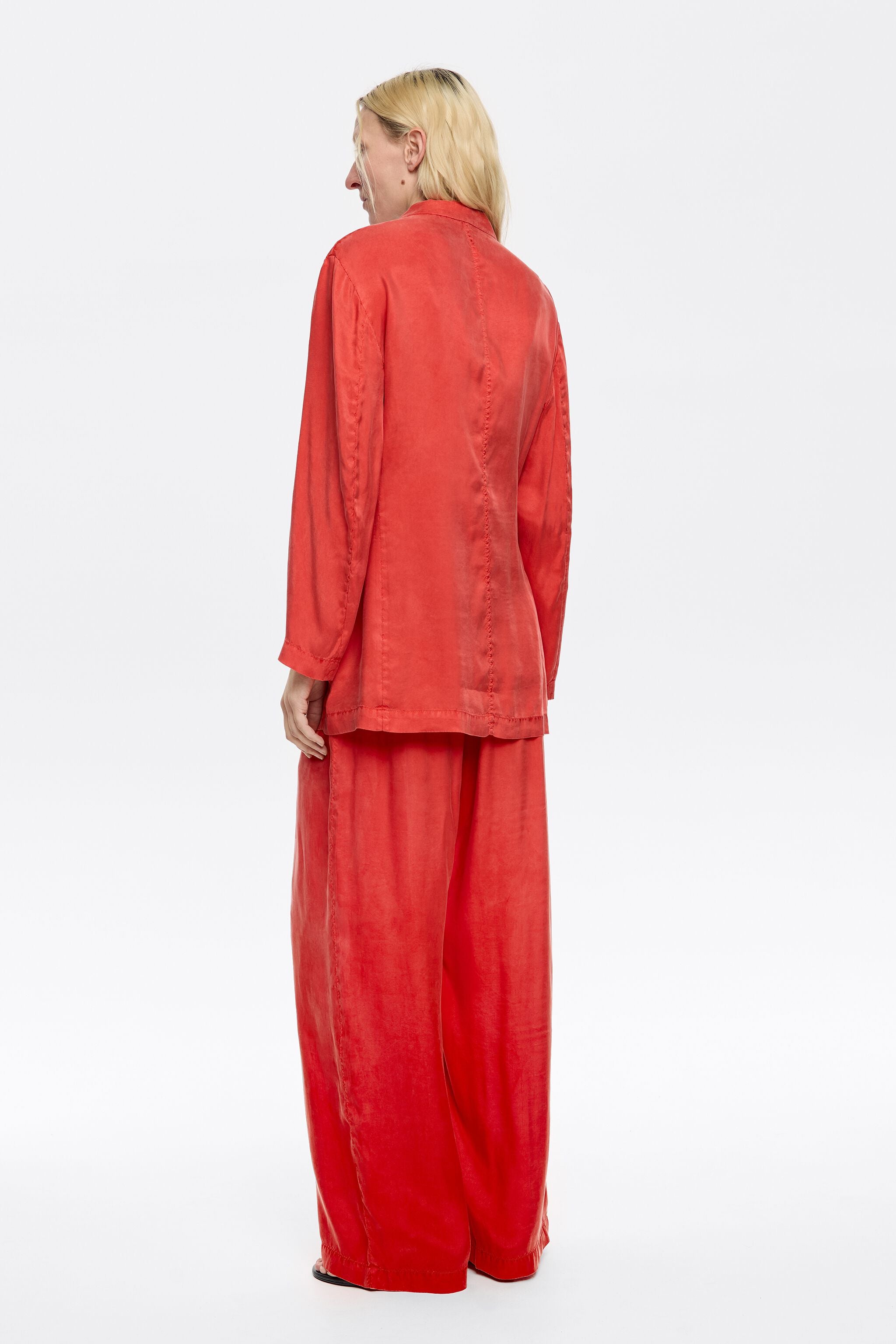 Red fluid jogger trousers