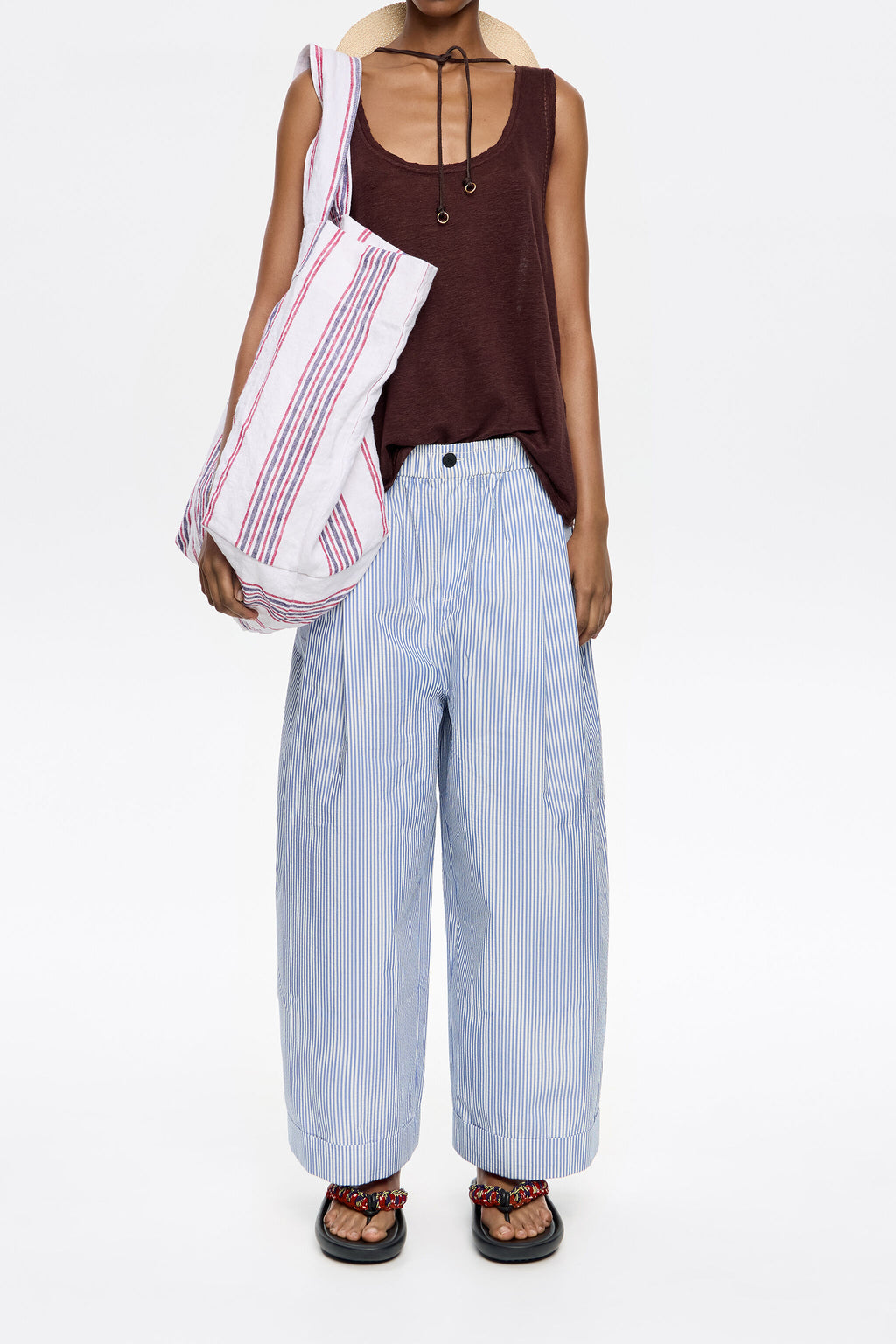 Blue striped darted trousers