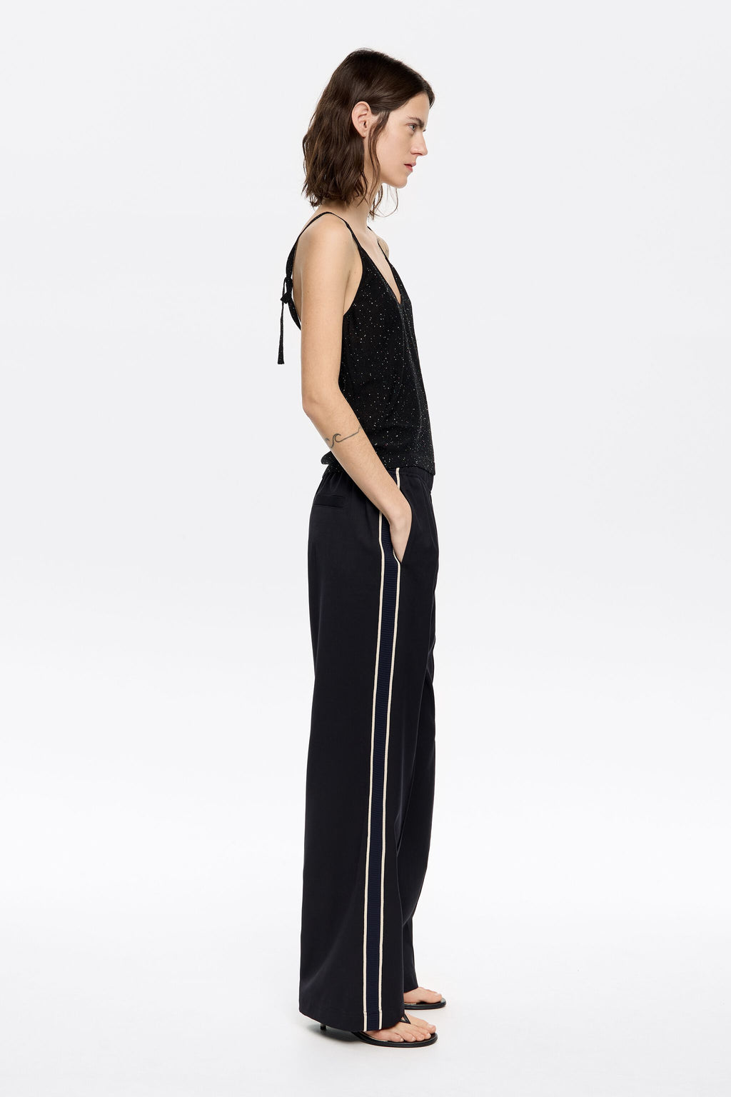 Black side tape jogger trousers
