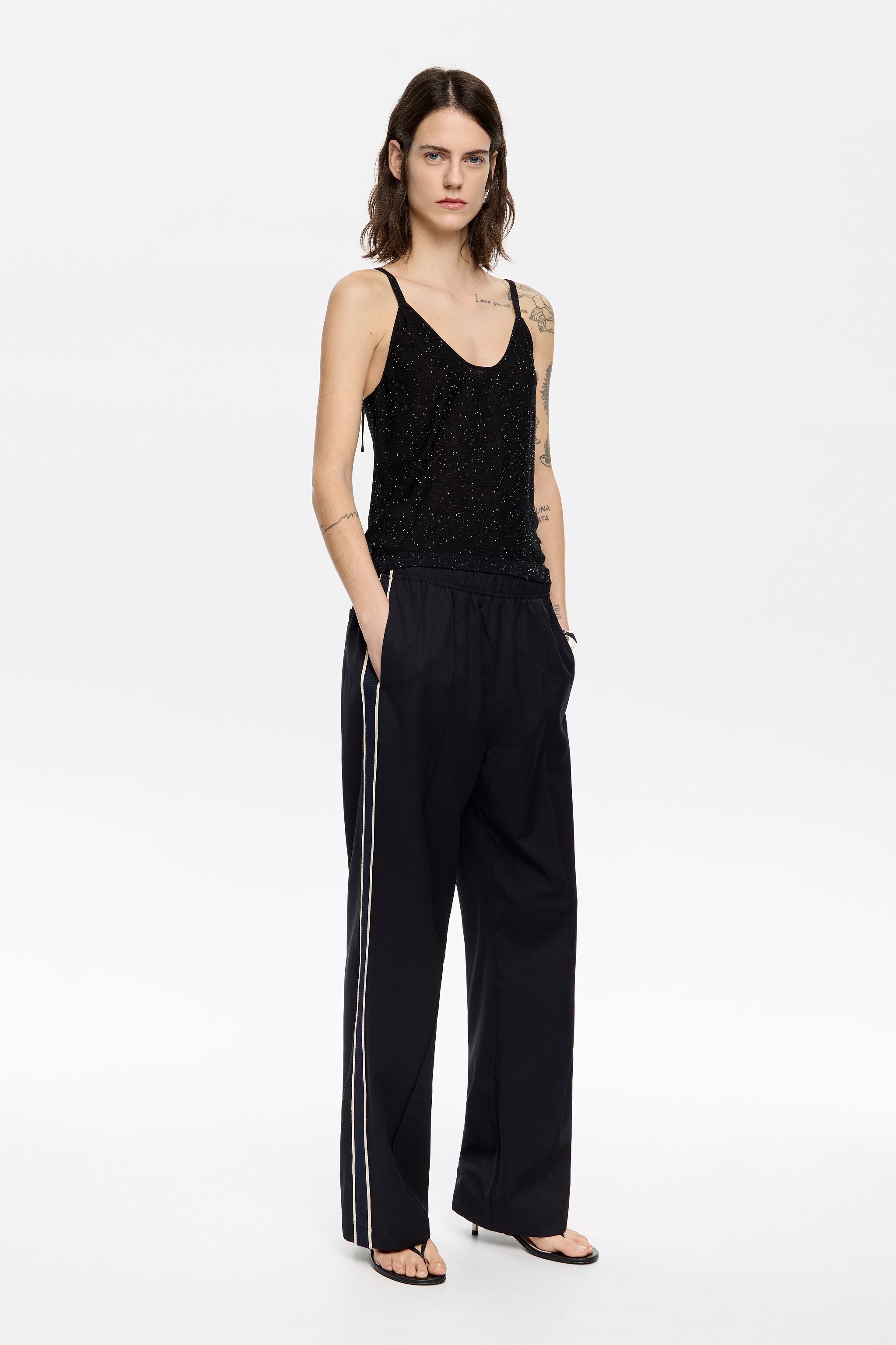 Black side tape jogger trousers