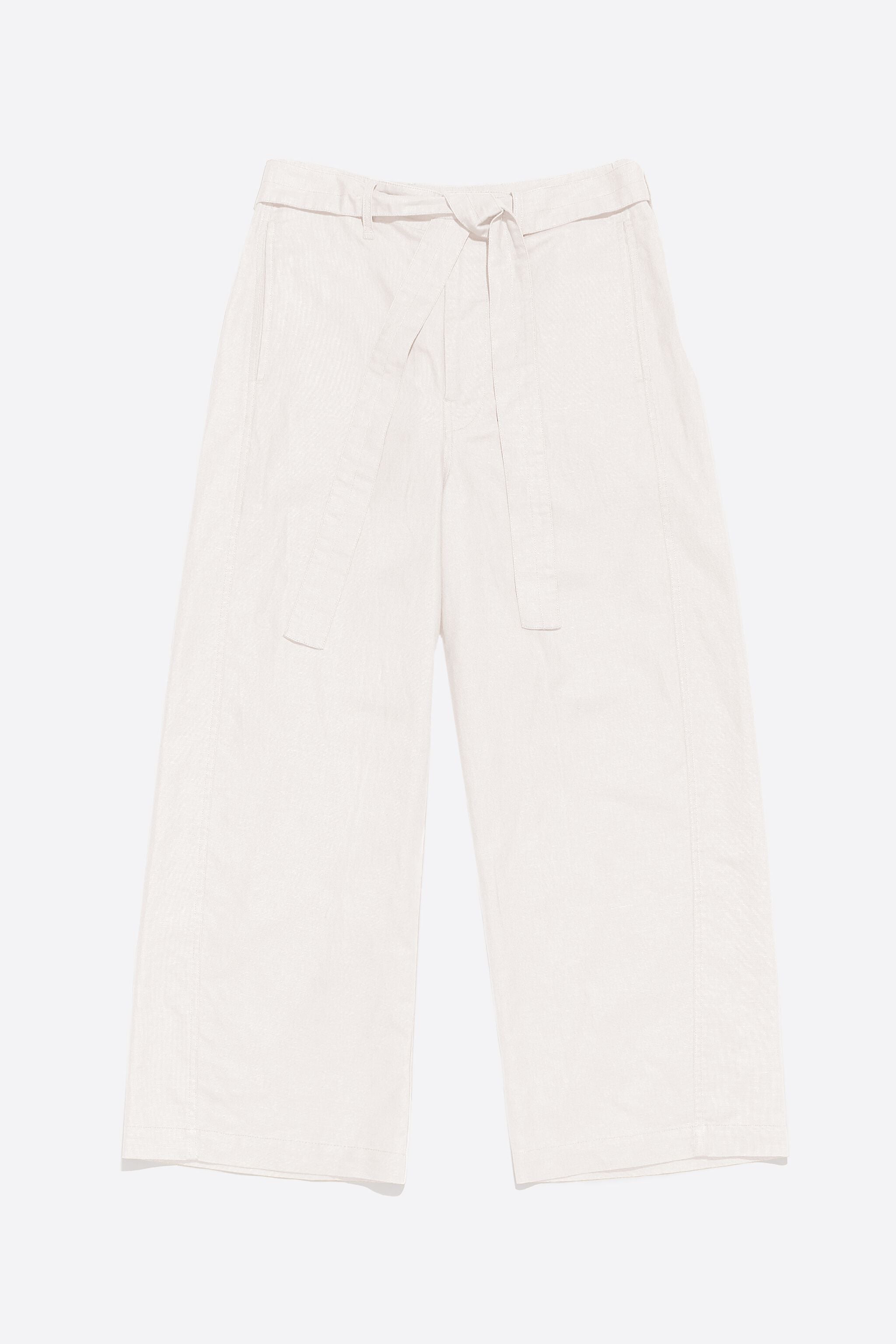 Ivory linen barrel trousers