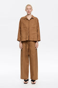 Light brown linen barrel trousers