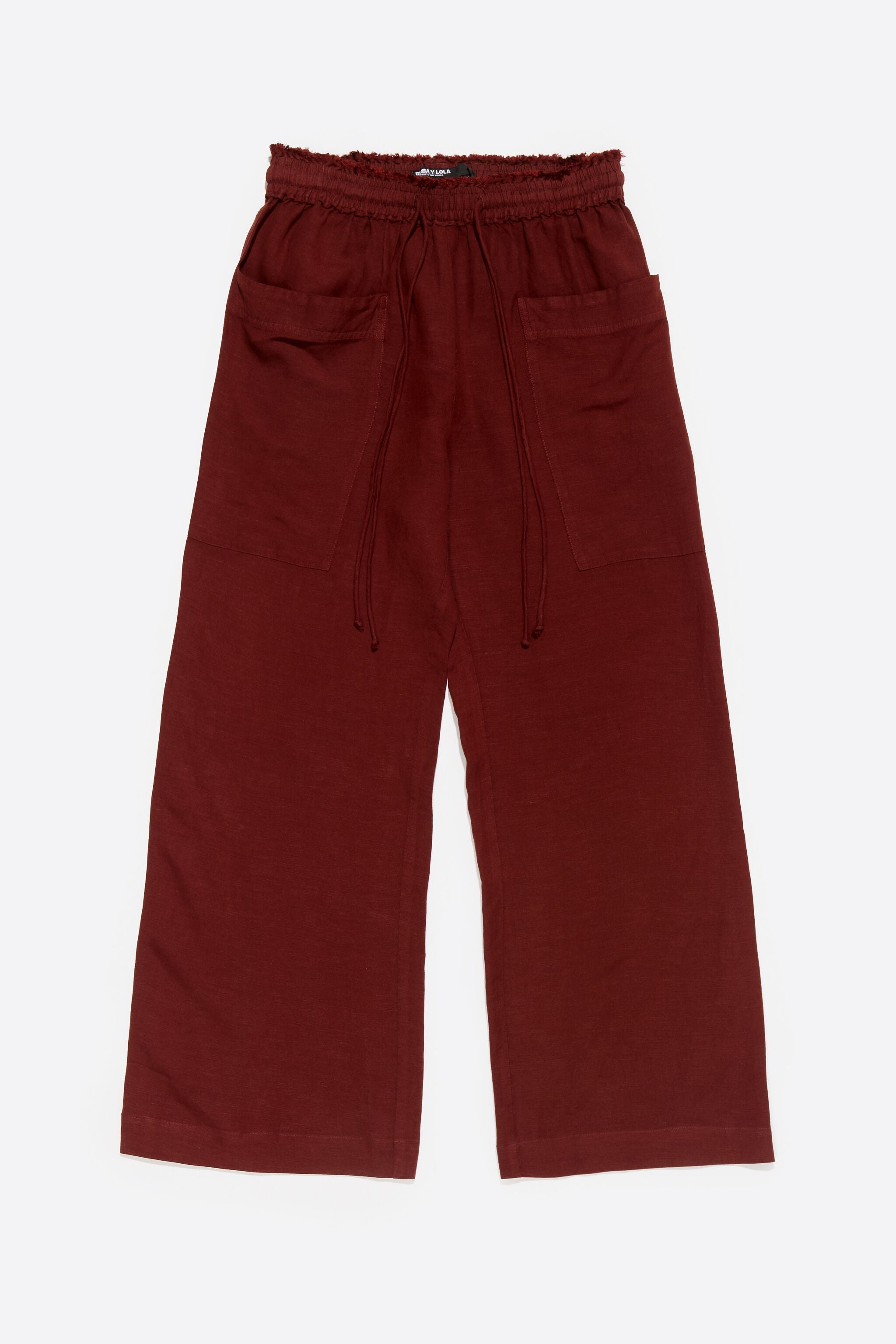 Brown linen jogger trousers with maxi pockets