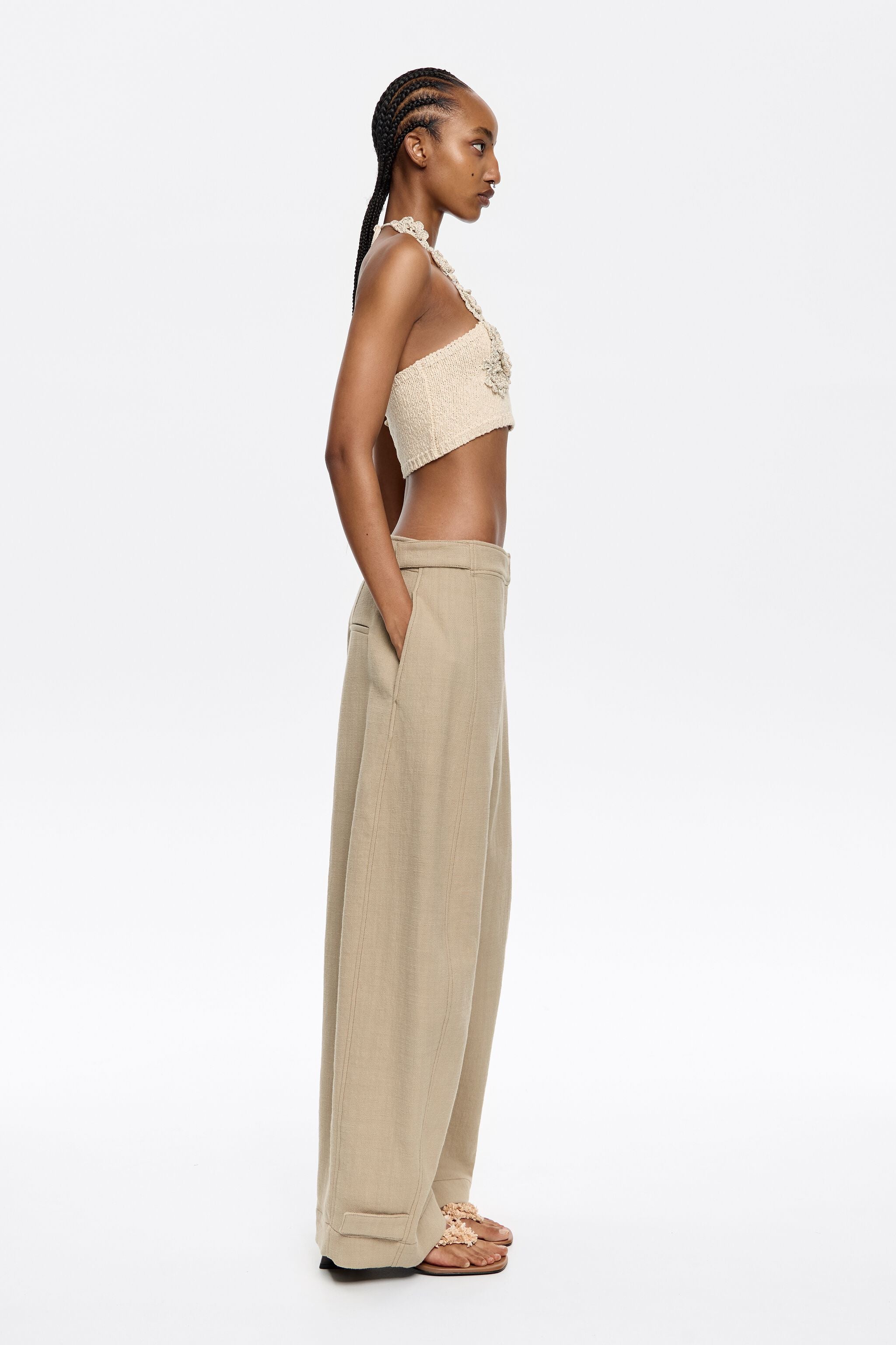 Sand oversize fluid trousers