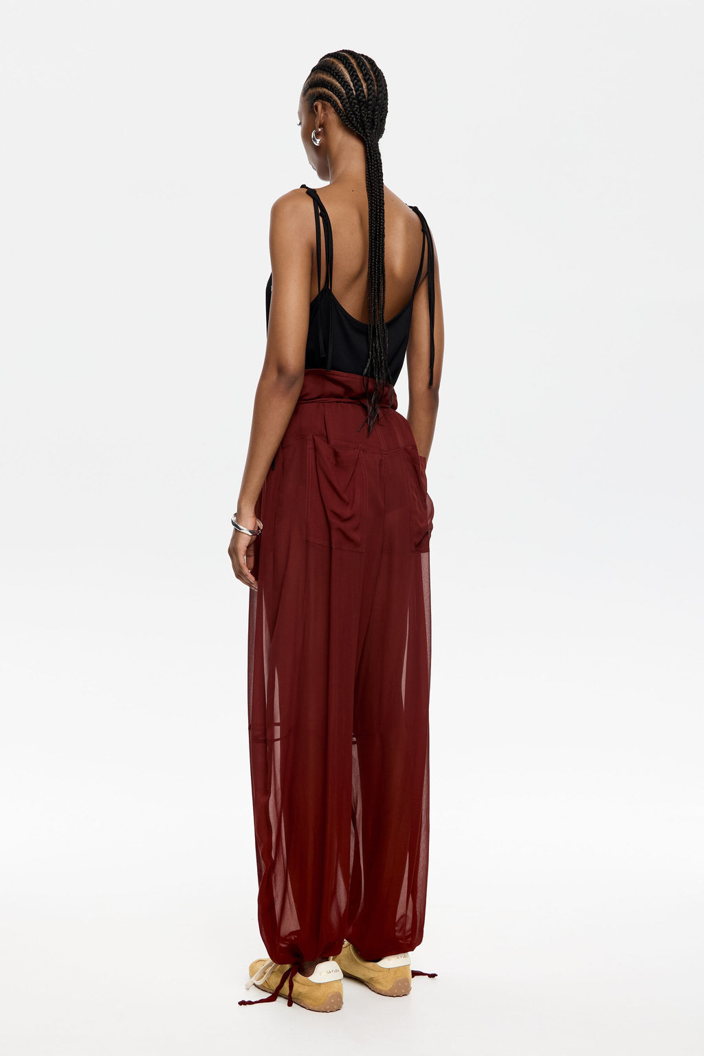 Brown fluid harem trousers