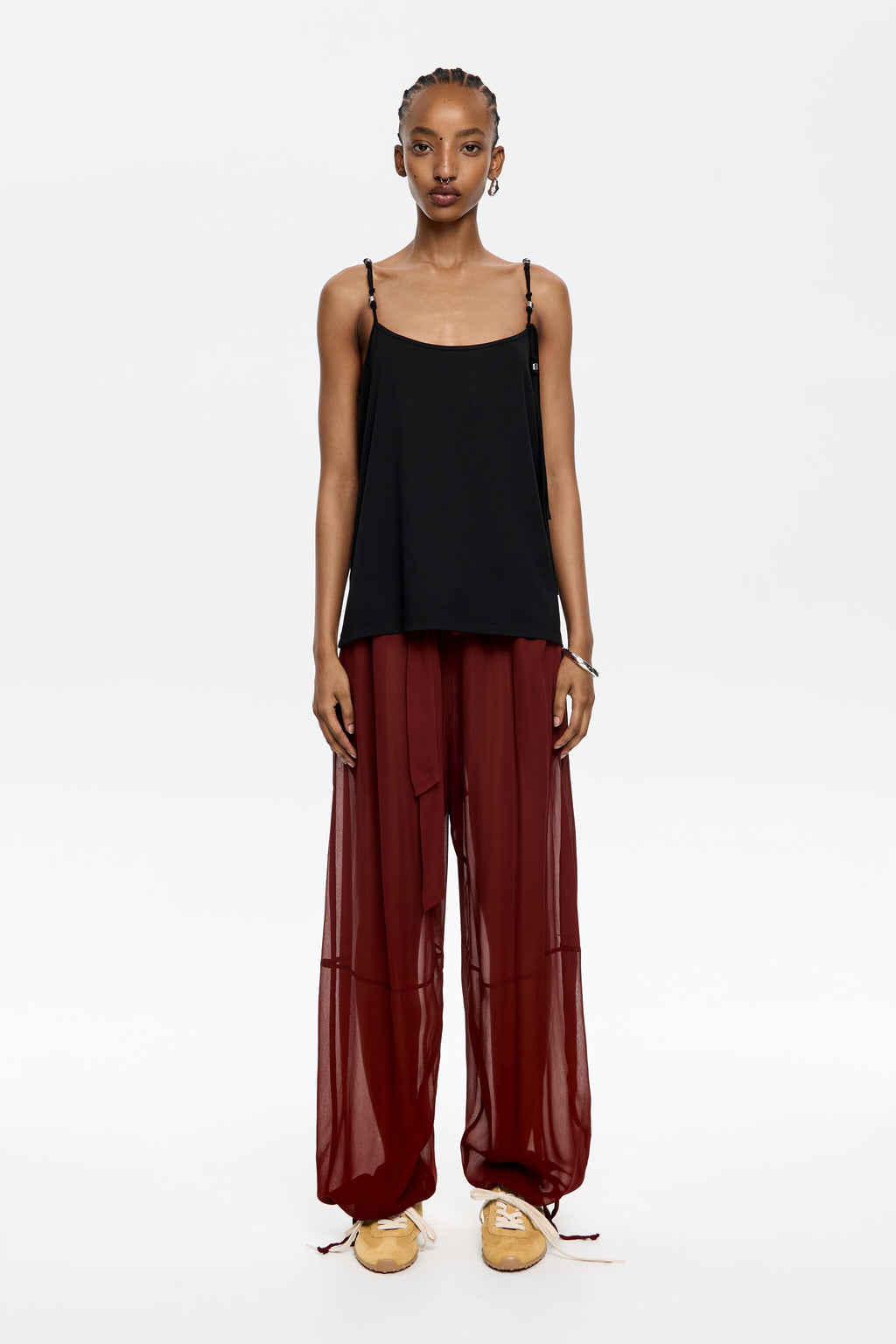 Brown fluid harem trousers