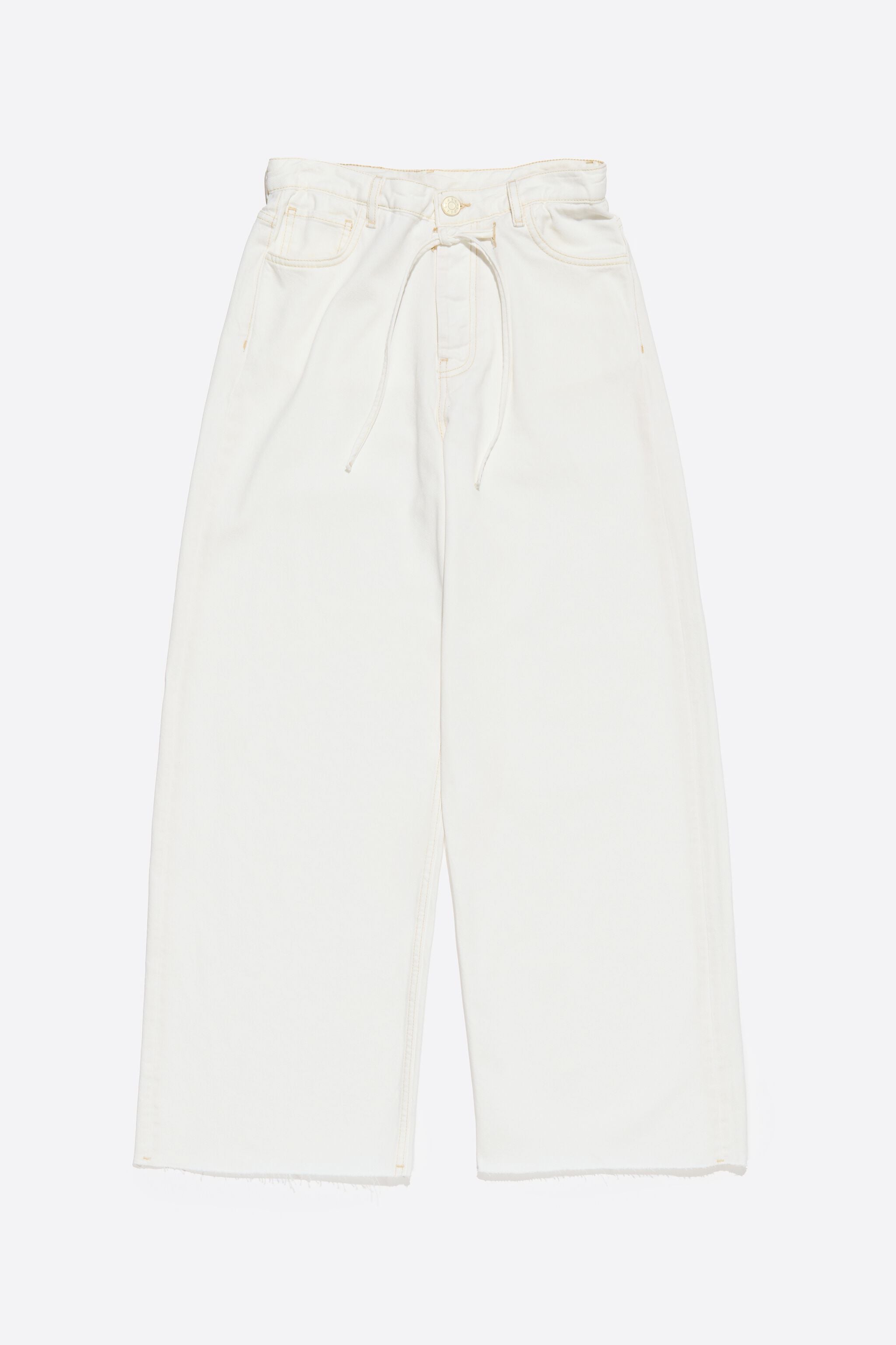 Ecru wide leg denim trousers