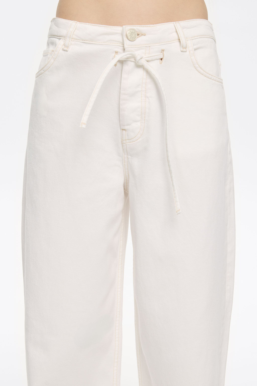 Ecru wide leg denim trousers