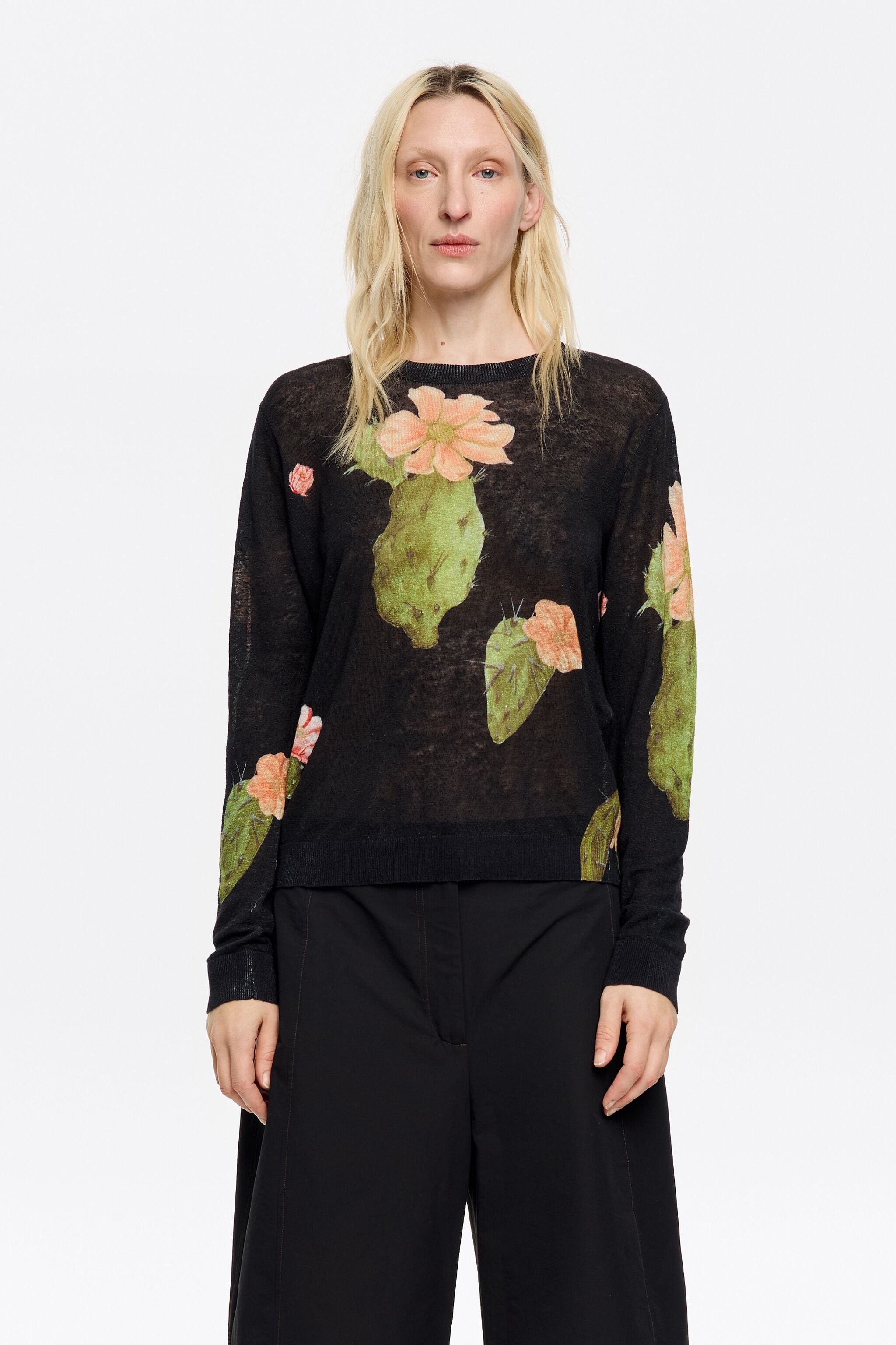 Black Cactus linen straight jumper