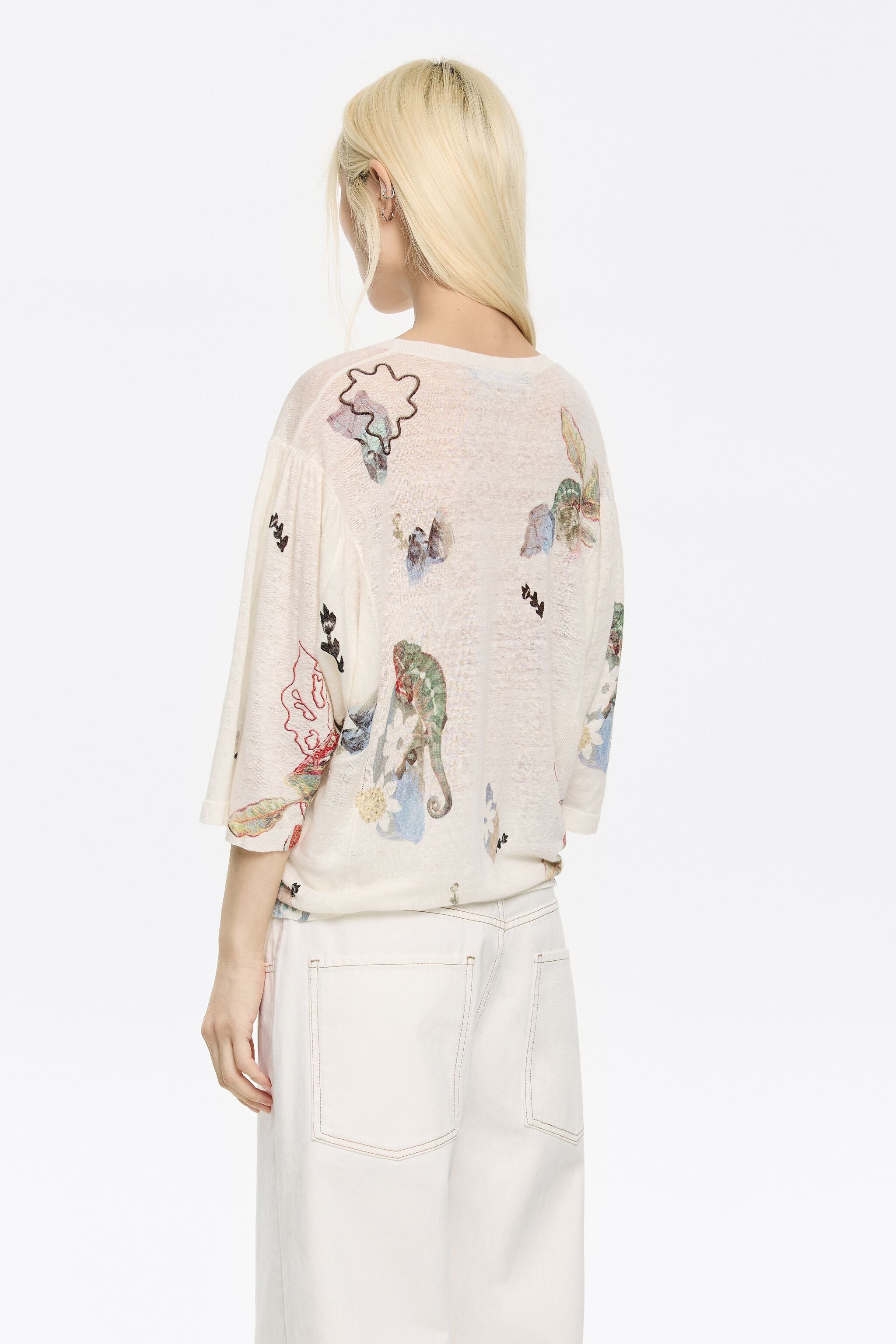 Ivory Chameleon gathered shoulder sweater