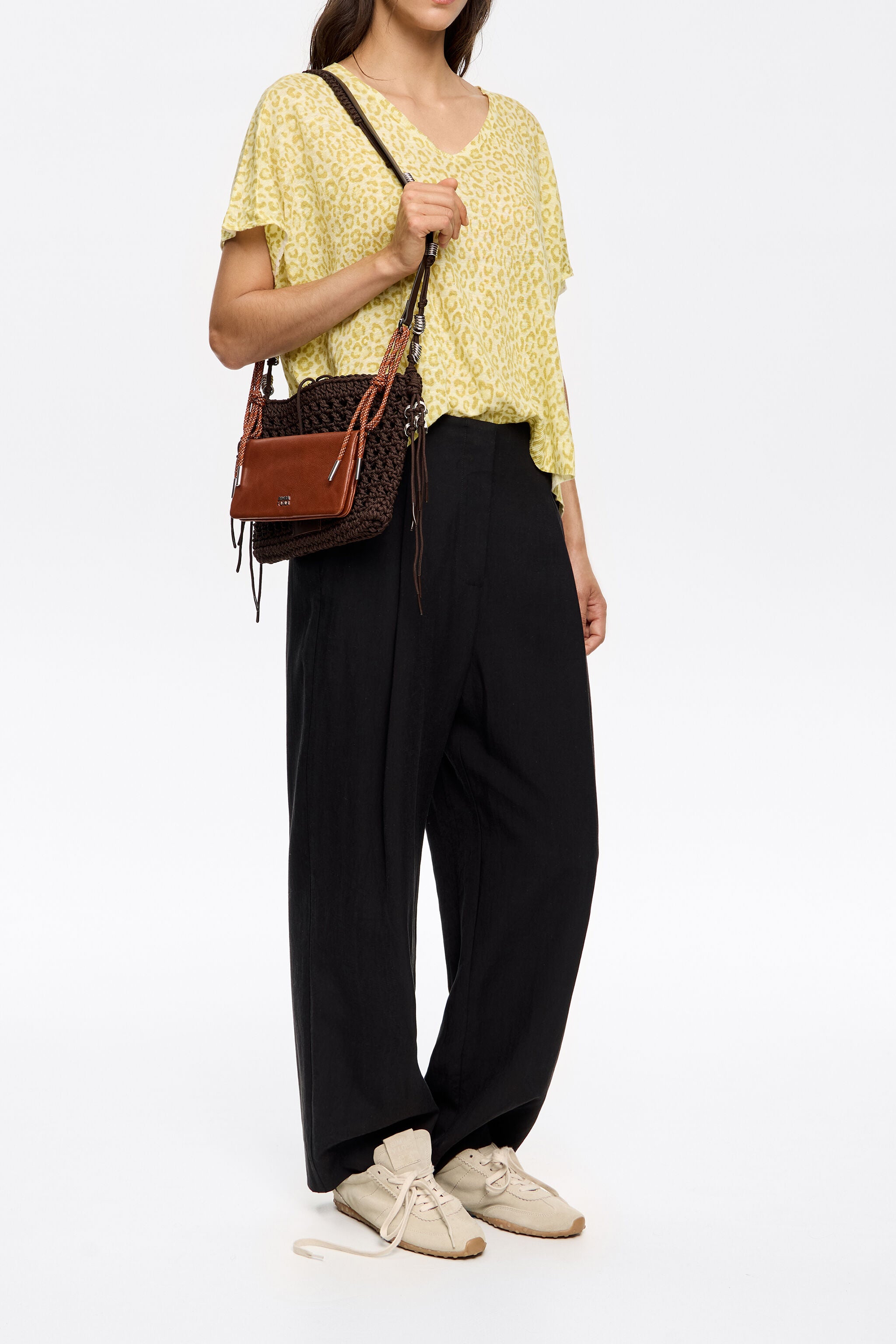 Yellow Animalspots linen cape sweater