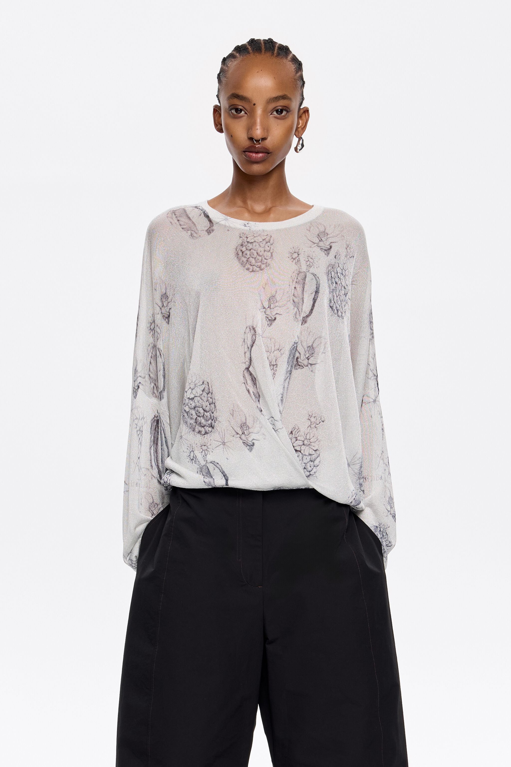 White lurex Cactus Lápiz sweater