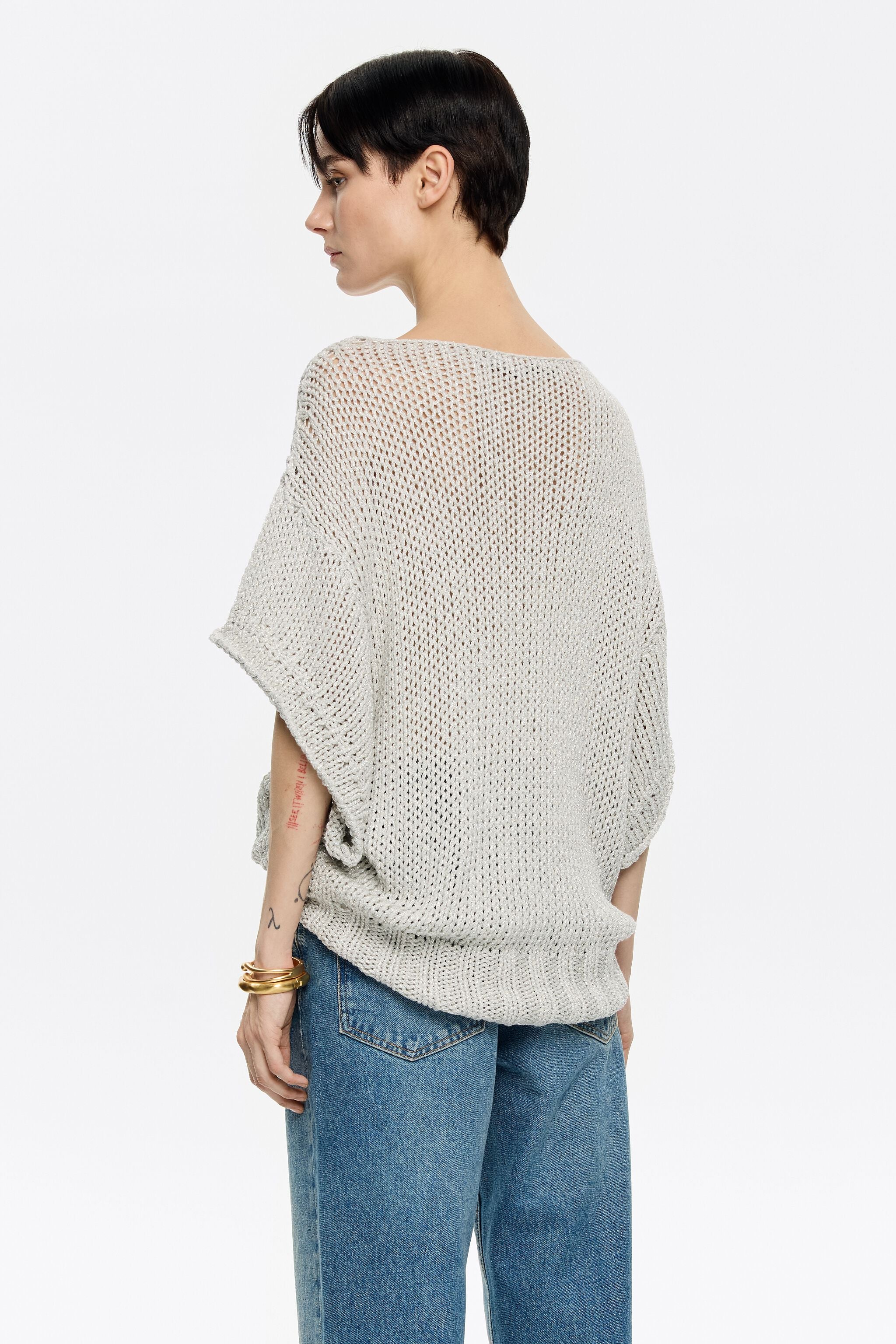 Silver oversize lurex sweater