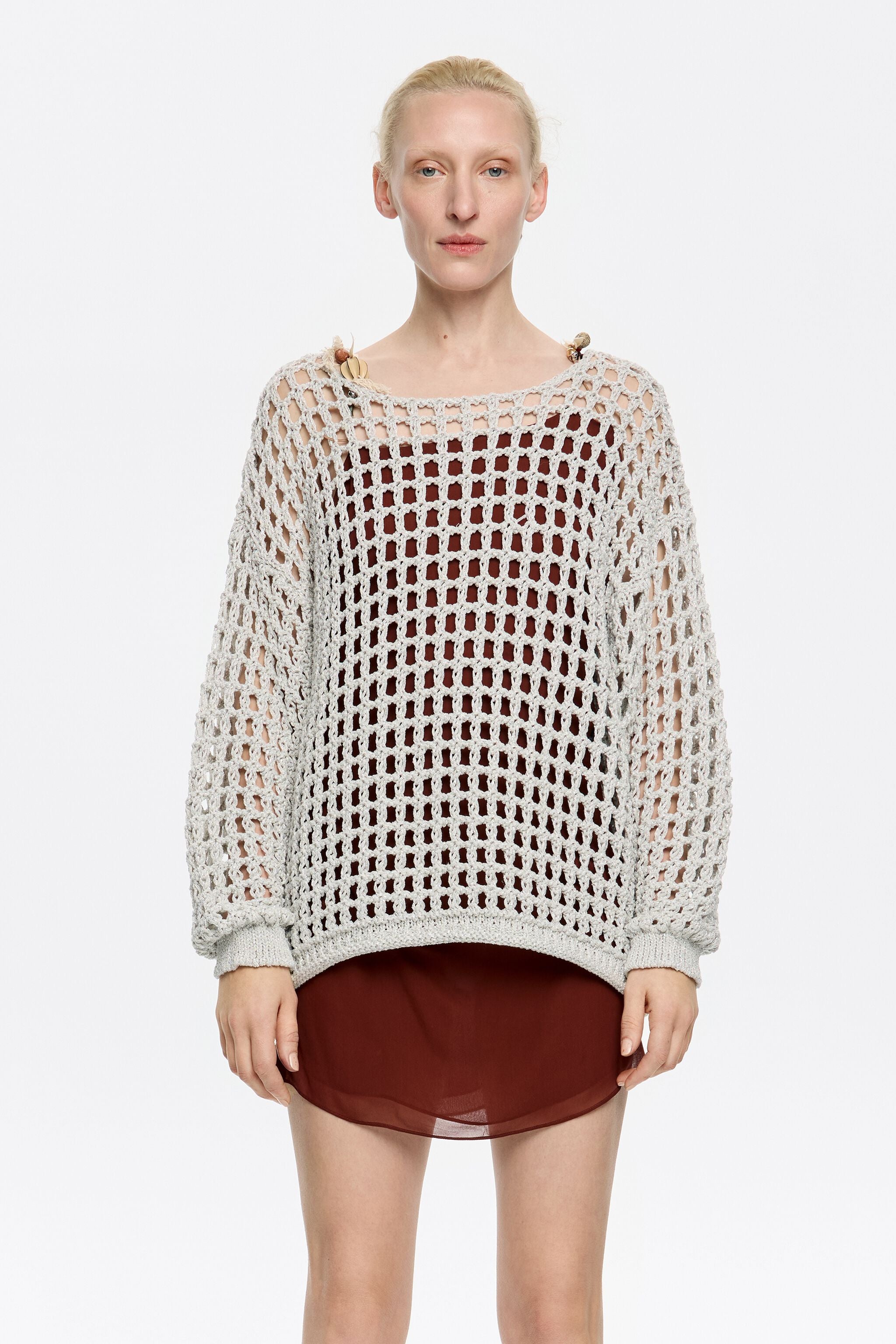 Silver openwork maxi jumper