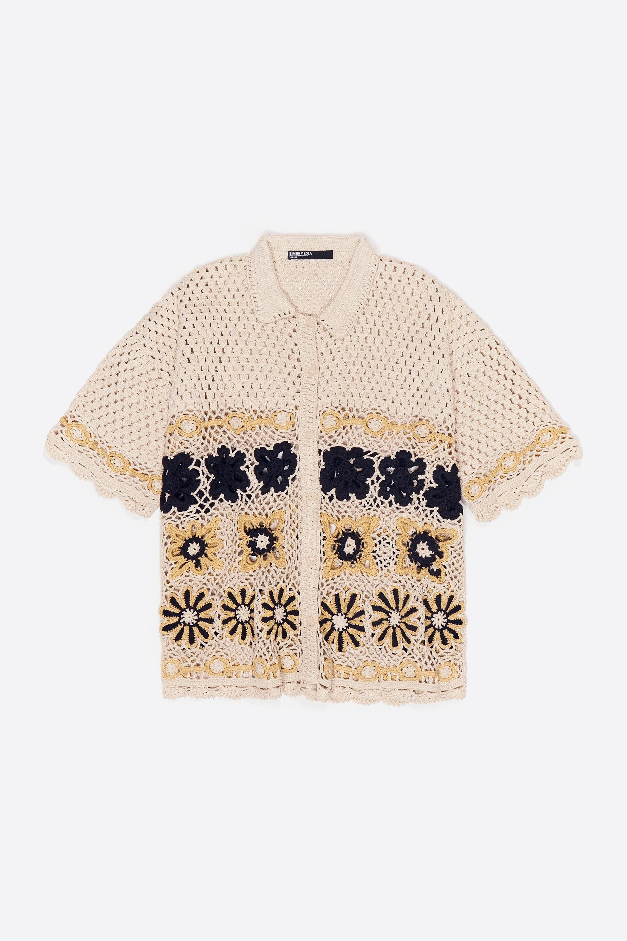 Beige oversize crochet cardigan