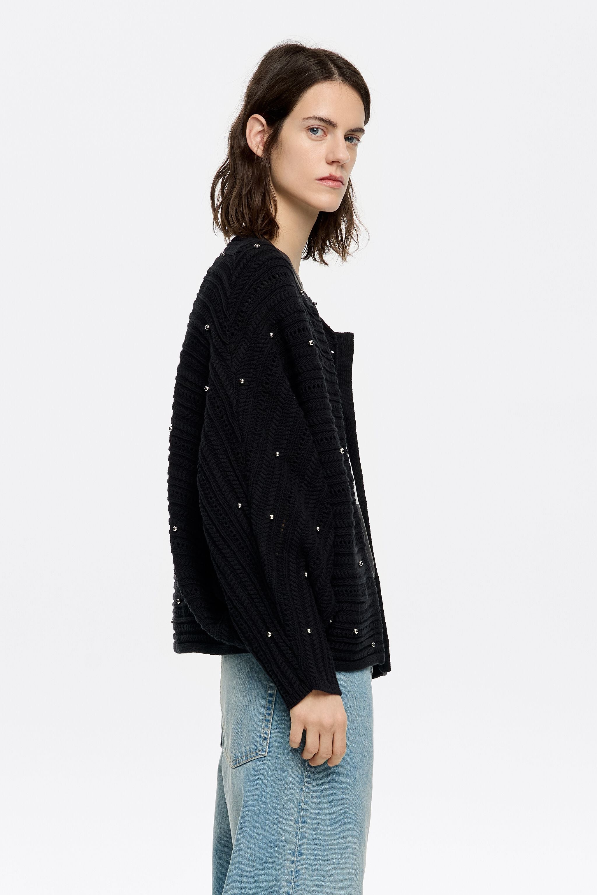 Black batwing sleeve cardigan