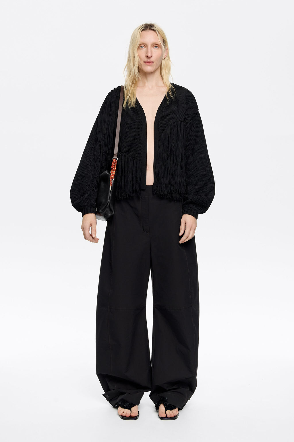 Black fringed cardigan