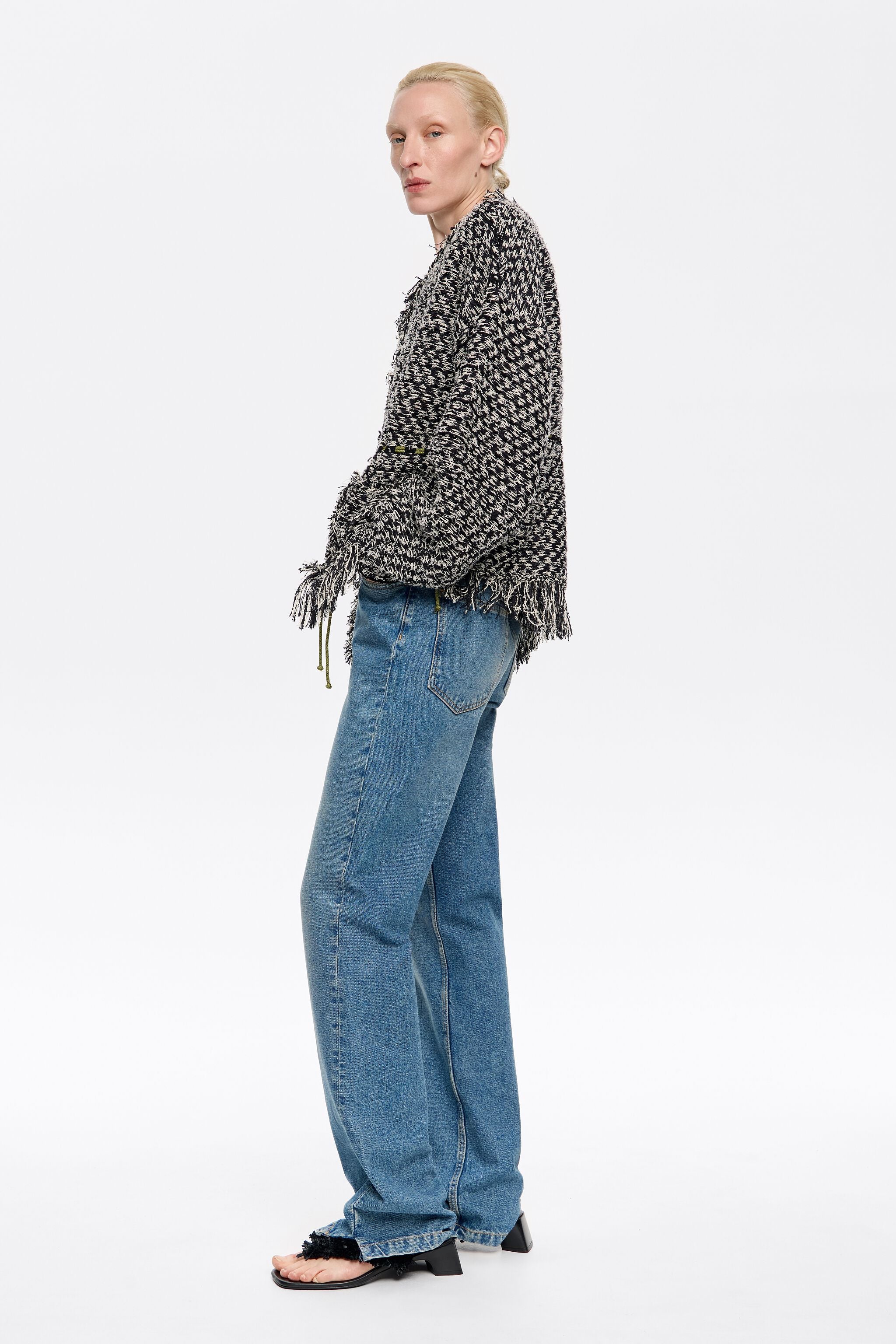 Long straight black cardigan
