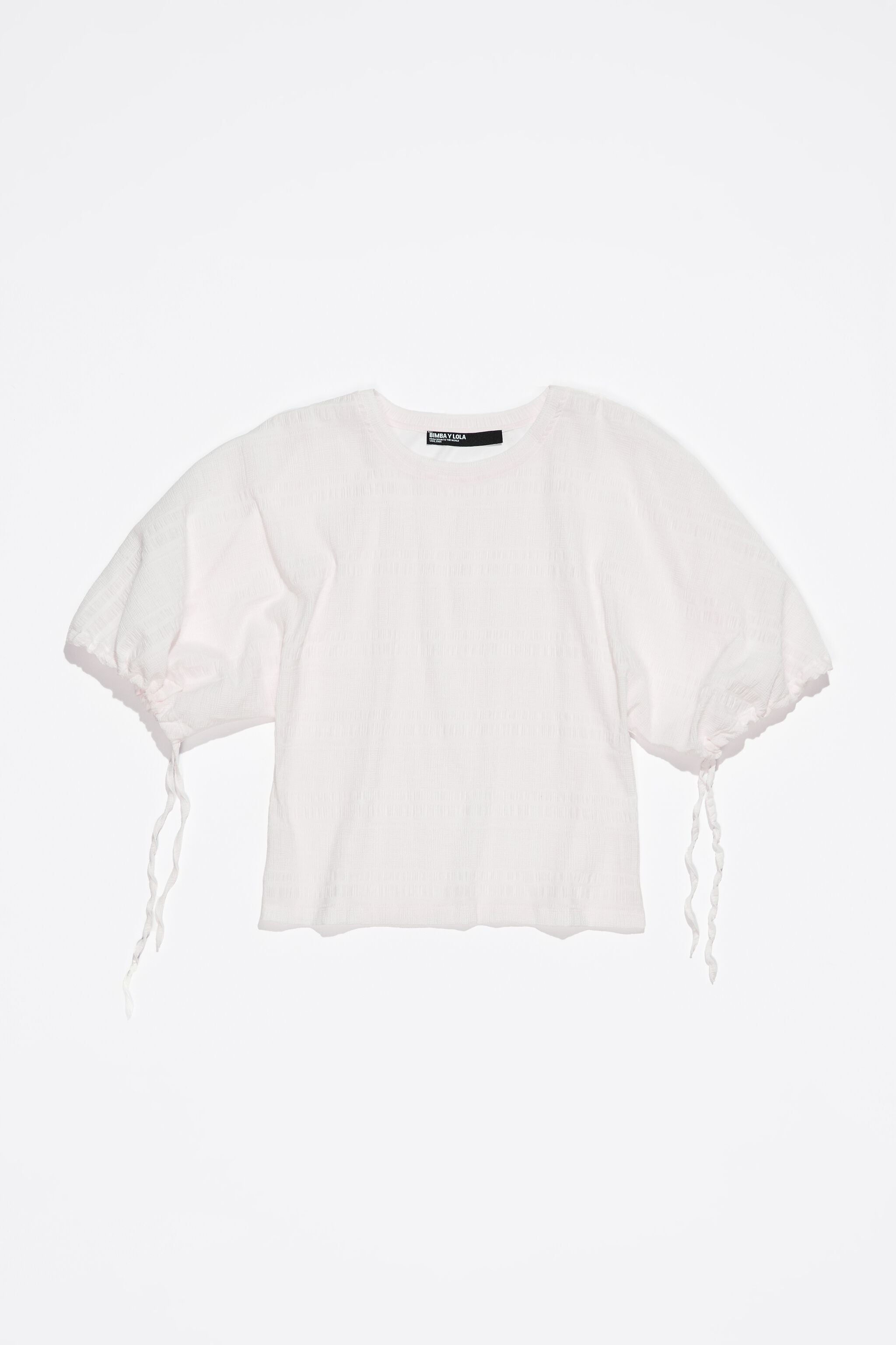 Ivory cotton two-fabric T-shirt