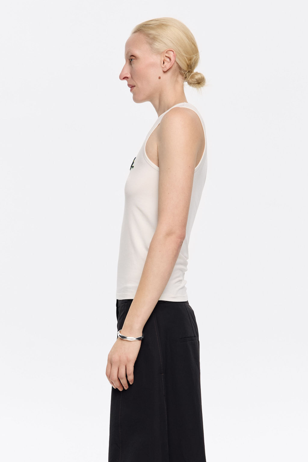 Ivory logo T-shirt with beads