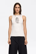 White logo T-shirt with beads