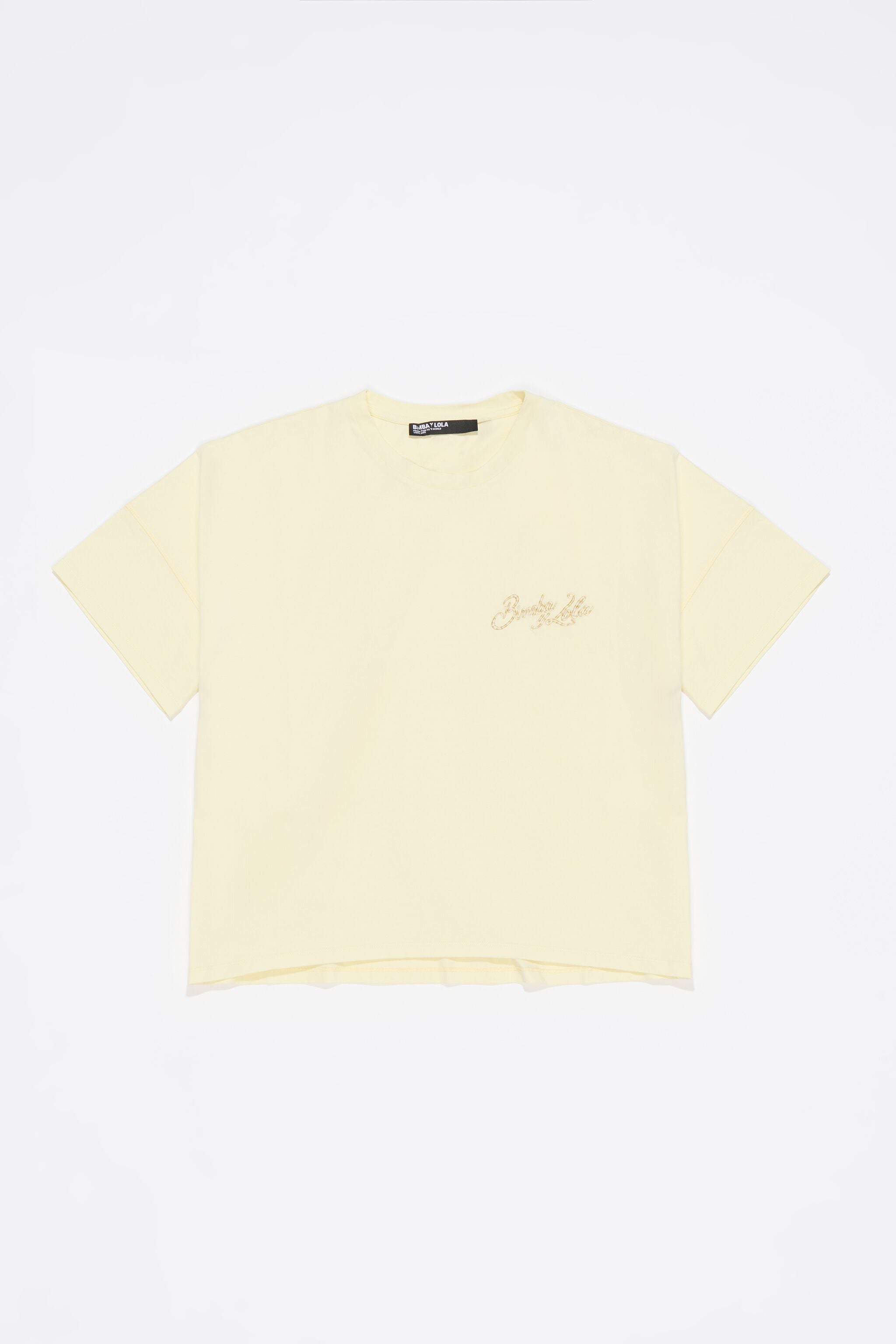 Yellow embroidered logo boxy T-shirt