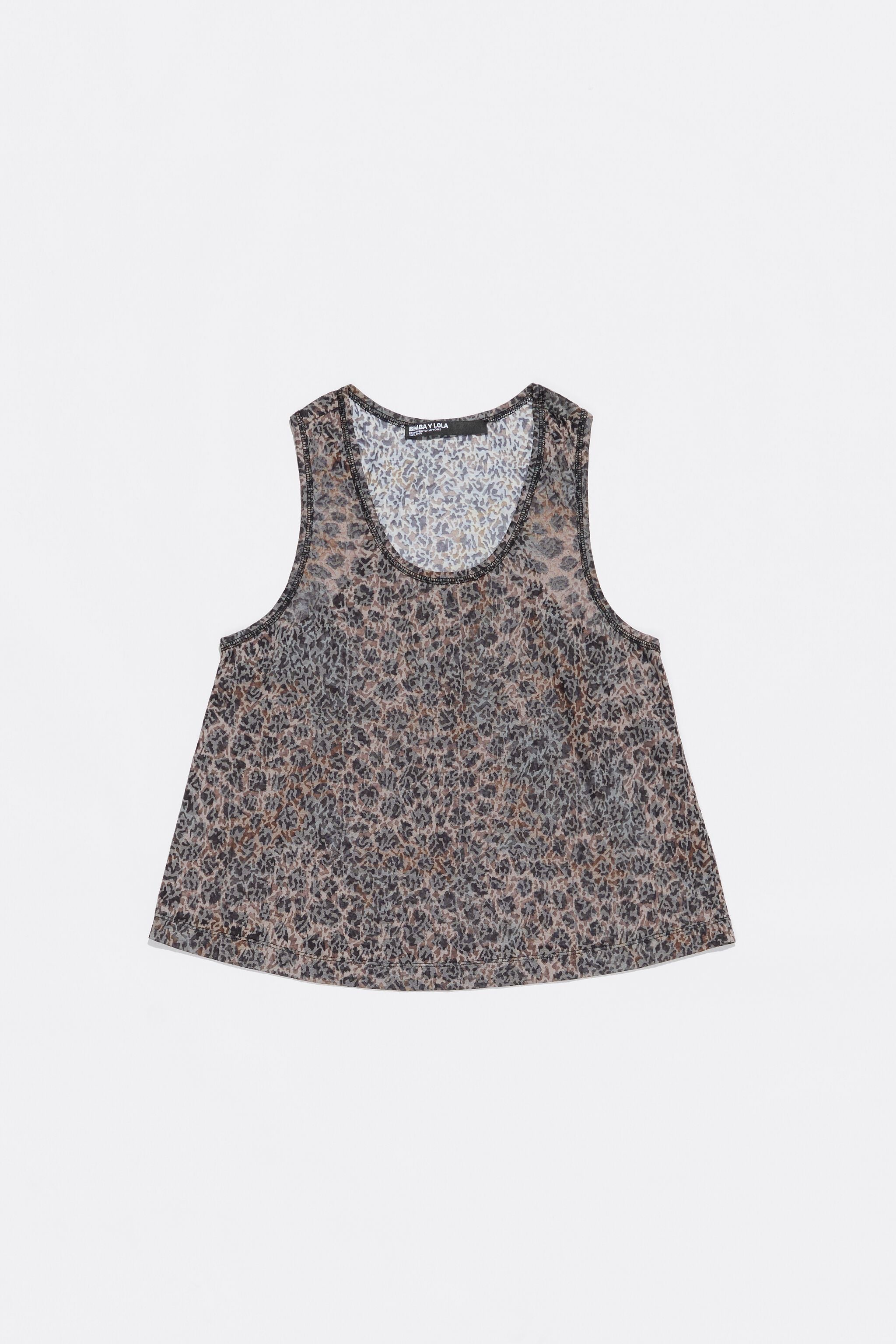 Khaki Cheetah devoré vest top