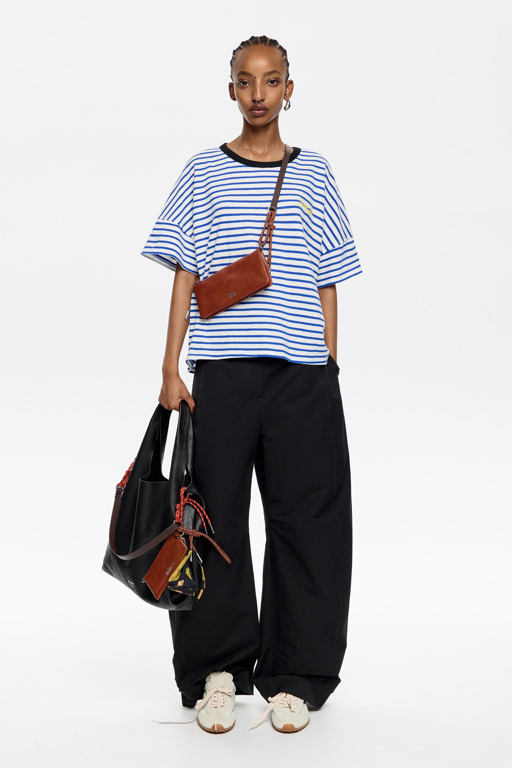 Blue striped cotton boxy T-shirt