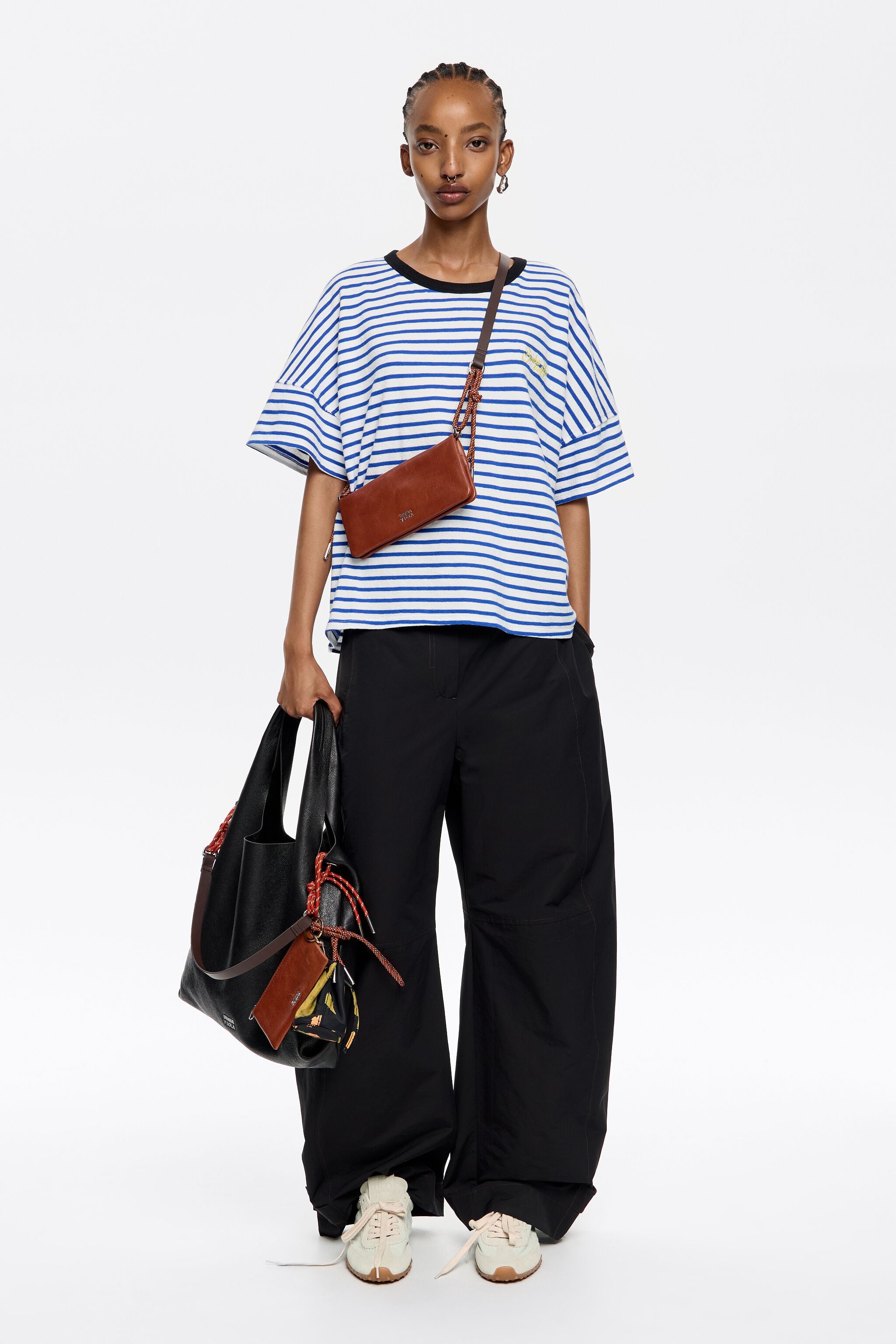 Blue striped cotton boxy T-shirt