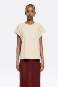 Light khaki cotton logo T-shirt