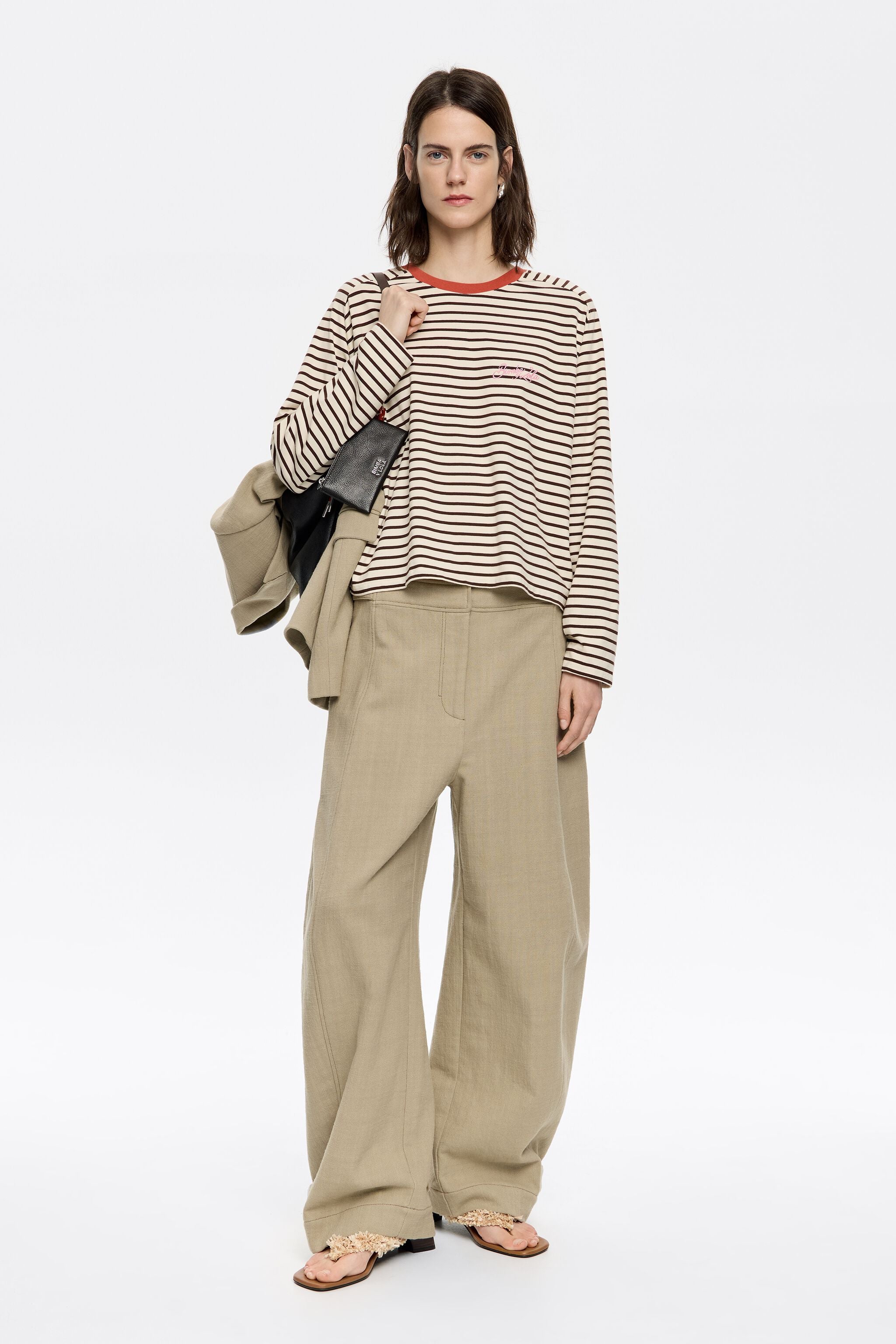 Brown striped T-shirt