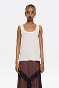 Ivory linen T-shirt with raw edges