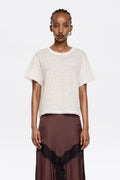 Ivory boxy linen T-shirt